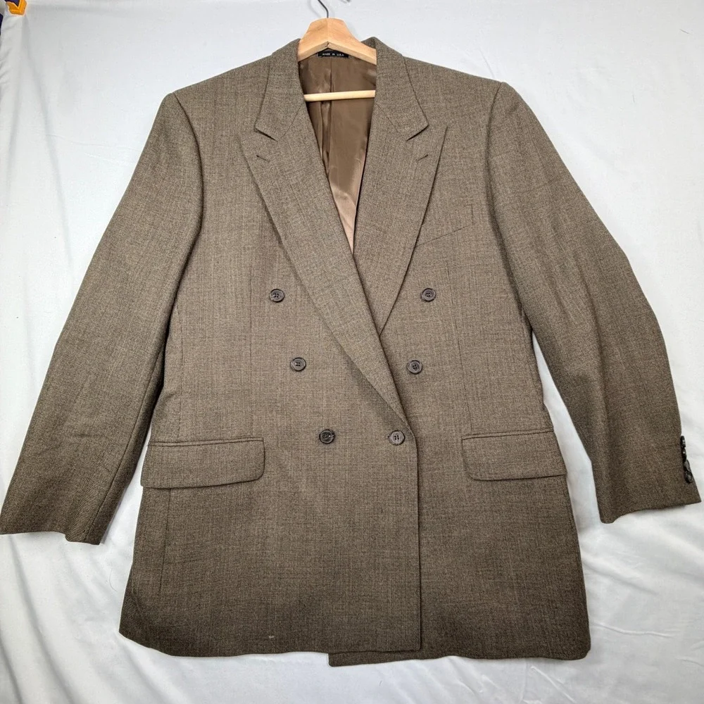 Joseph Abboud Nordstrom Men's Double Breasted Blazer Brown Made in USA
